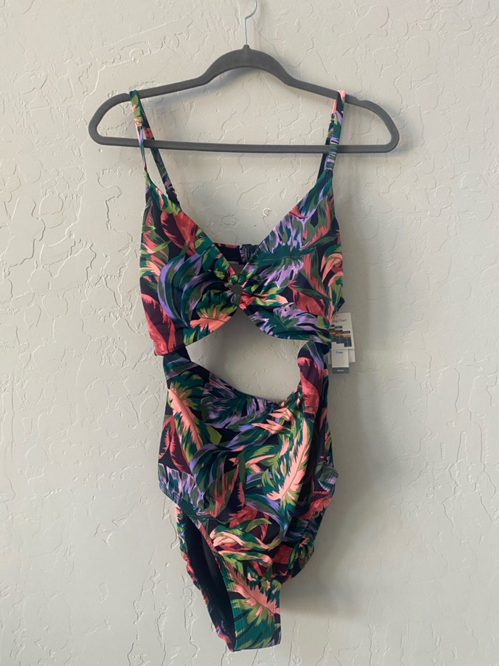 Time And Tru Women's Tropical One Piece Swimsuit XL Adjustable Straps Removable…